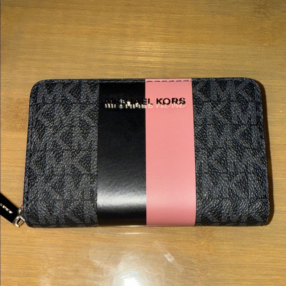 Michael Kors Black and Pink Logo Wallet
